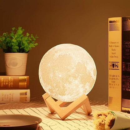 3D Moon Night Lamp – Rechargeable with 7 Color Changing Features, 15CM – Elegant Plastic Design for Beautiful Indoor Lighting in Bedrooms and Kids' Rooms | Gifts for Woman | Valentine Gift