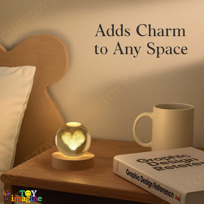 Toy Imagine 3D Crystal Ball Night Lamp, Moon & Galaxy Theme Bedroom Décor Light, Acrylic Sphere Decorative Small Lamp for Kids, Women & Gift Ideas, 24 Designs Assorted