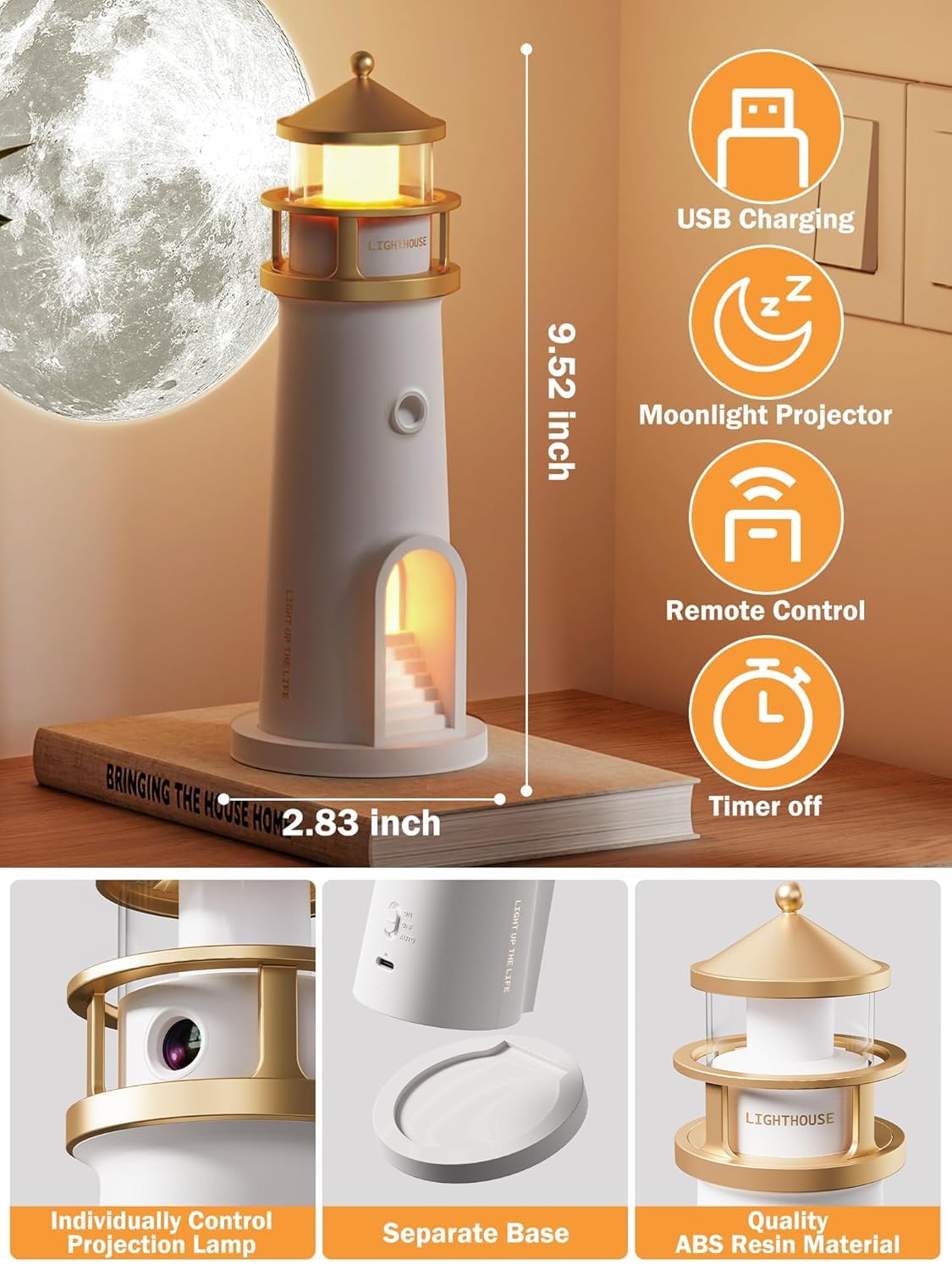 3D Moon Night Lamp – Rechargeable with 7 Color Changing Features, 15CM – Elegant Plastic Design for Beautiful Indoor Lighting in Bedrooms and Kids' Rooms | Gifts for Woman | Valentine Gift