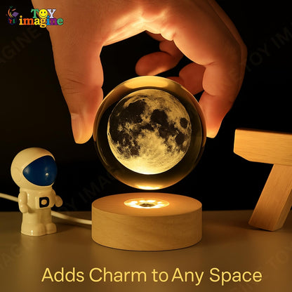 Toy Imagine 3D Crystal Ball Night Lamp, Moon & Galaxy Theme Bedroom Décor Light, Acrylic Sphere Decorative Small Lamp for Kids, Women & Gift Ideas, 24 Designs Assorted