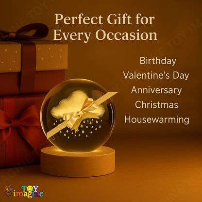 Toy Imagine 3D Crystal Ball Night Lamp, Moon & Galaxy Theme Bedroom Décor Light, Acrylic Sphere Decorative Small Lamp for Kids, Women & Gift Ideas, 24 Designs Assorted